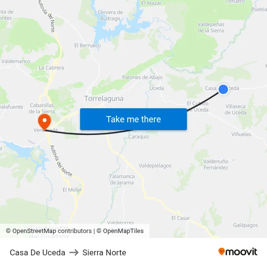 Casa De Uceda to Sierra Norte map