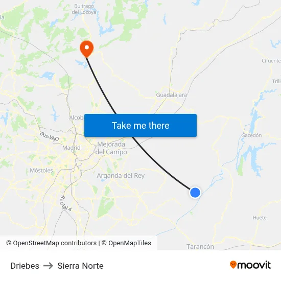 Driebes to Sierra Norte map