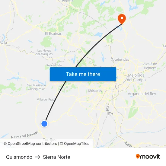 Quismondo to Sierra Norte map
