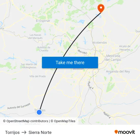 Torrijos to Sierra Norte map
