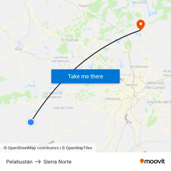 Pelahustán to Sierra Norte map