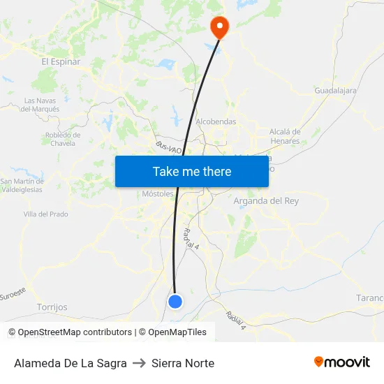 Alameda De La Sagra to Sierra Norte map