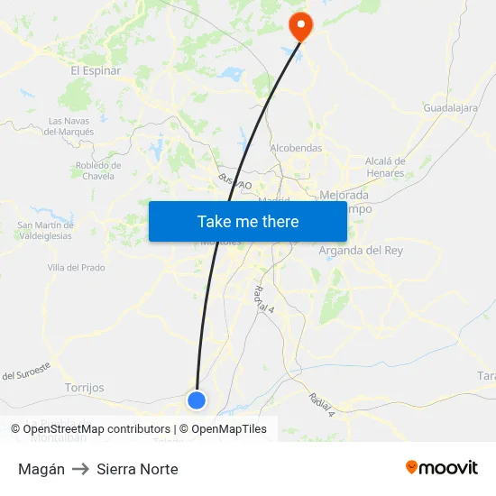 Magán to Sierra Norte map