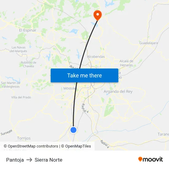 Pantoja to Sierra Norte map