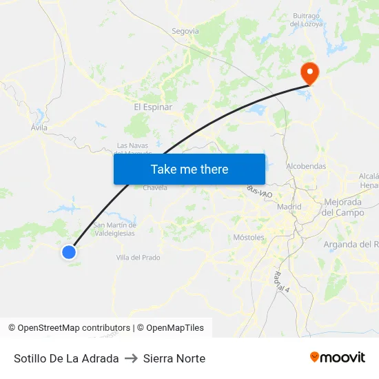 Sotillo De La Adrada to Sierra Norte map