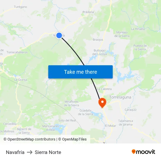 Navafría to Sierra Norte map