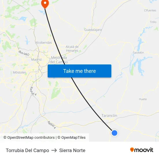Torrubia Del Campo to Sierra Norte map