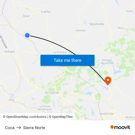 Coca to Sierra Norte map