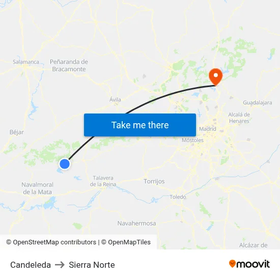 Candeleda to Sierra Norte map