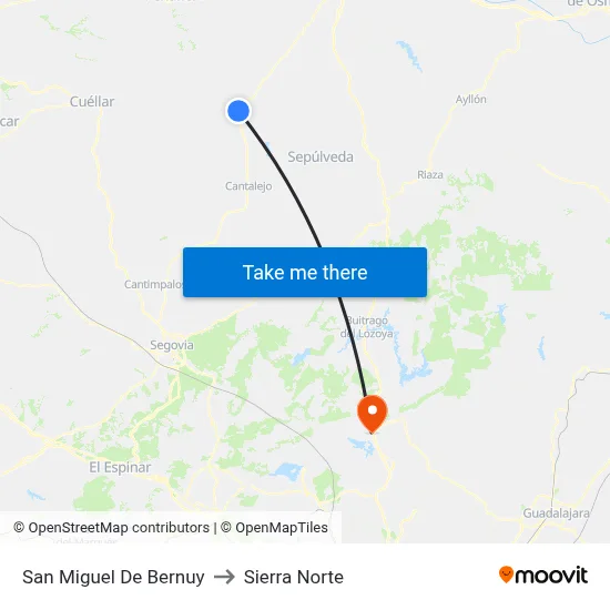 San Miguel De Bernuy to Sierra Norte map
