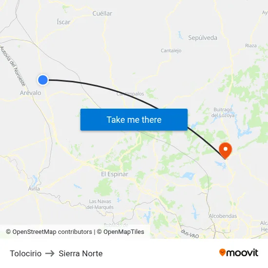 Tolocirio to Sierra Norte map