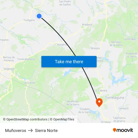 Muñoveros to Sierra Norte map