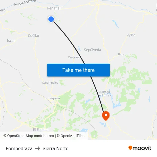Fompedraza to Sierra Norte map