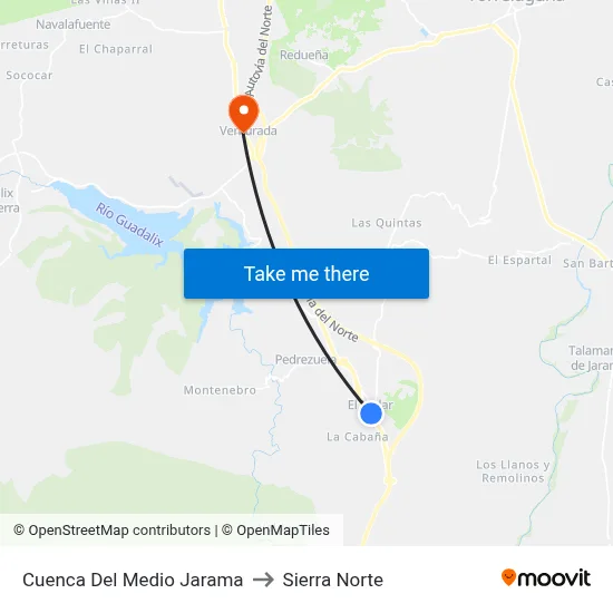 Cuenca Del Medio Jarama to Sierra Norte map