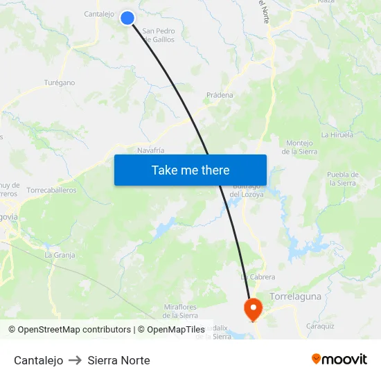 Cantalejo to Sierra Norte map