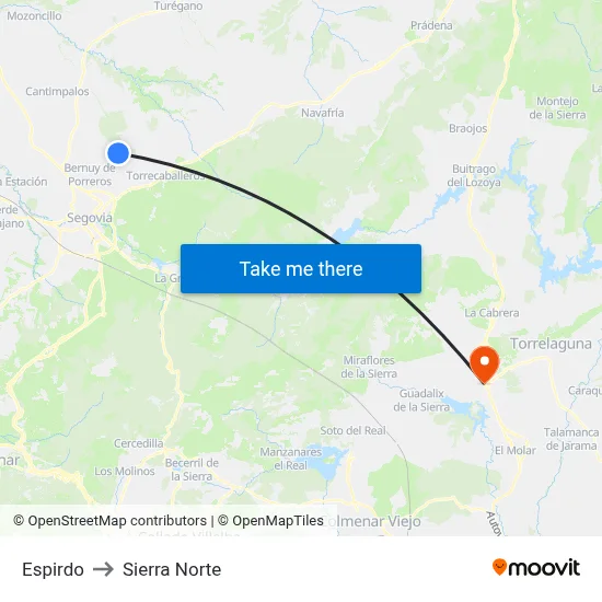 Espirdo to Sierra Norte map