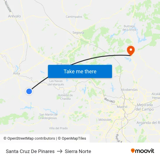 Santa Cruz De Pinares to Sierra Norte map
