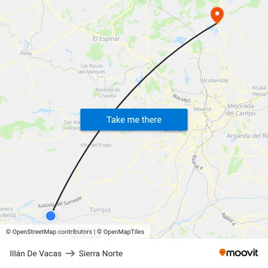 Illán De Vacas to Sierra Norte map