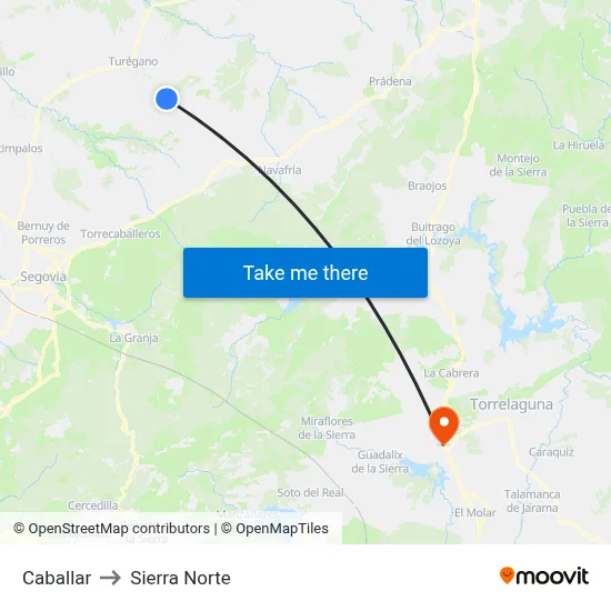 Caballar to Sierra Norte map