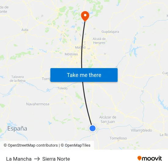 La Mancha to Sierra Norte map