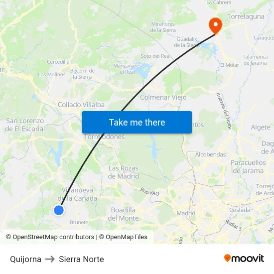Quijorna to Sierra Norte map