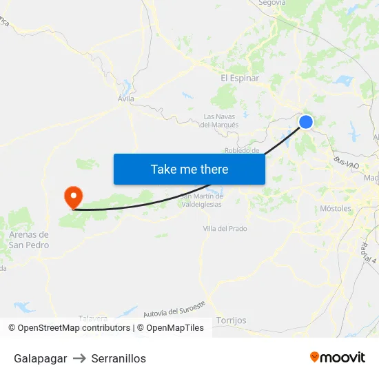 Galapagar to Serranillos map