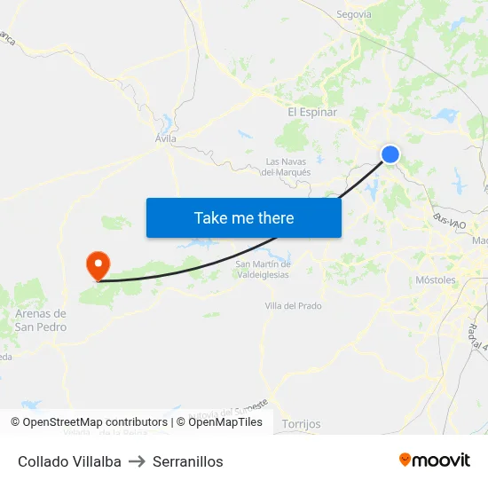 Collado Villalba to Serranillos map