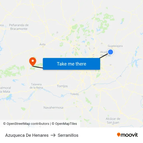 Azuqueca De Henares to Serranillos map