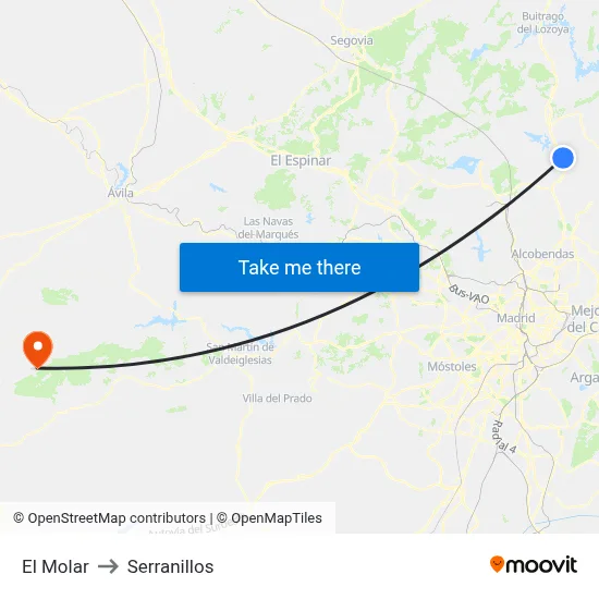 El Molar to Serranillos map