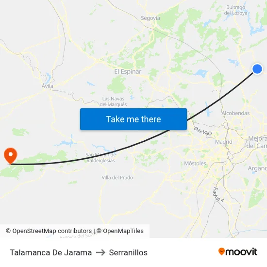 Talamanca De Jarama to Serranillos map