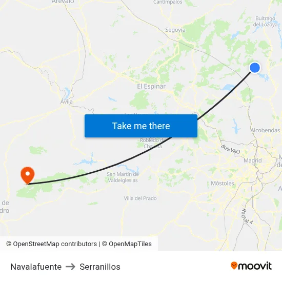 Navalafuente to Serranillos map