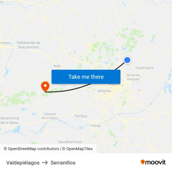 Valdepiélagos to Serranillos map