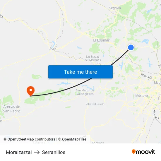 Moralzarzal to Serranillos map