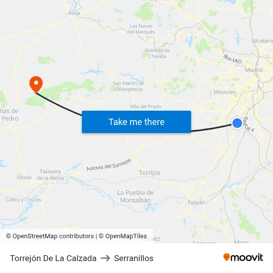 Torrejón De La Calzada to Serranillos map