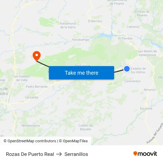 Rozas De Puerto Real to Serranillos map