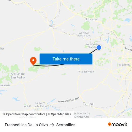Fresnedillas De La Oliva to Serranillos map