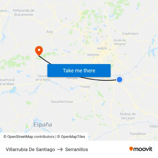 Villarrubia De Santiago to Serranillos map