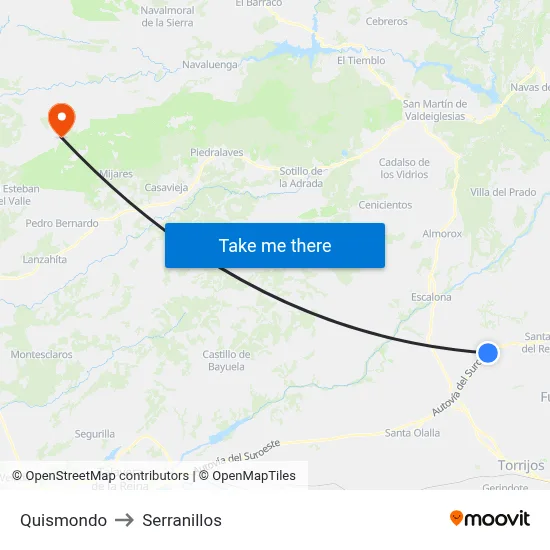 Quismondo to Serranillos map