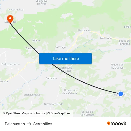 Pelahustán to Serranillos map