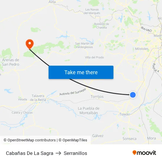 Cabañas De La Sagra to Serranillos map