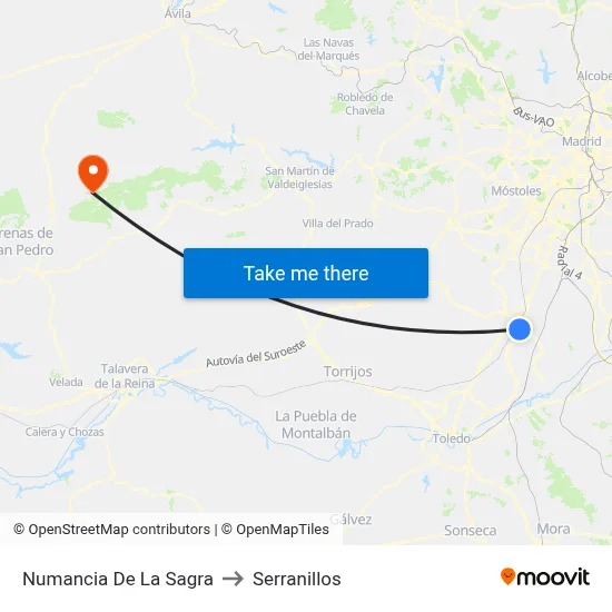 Numancia De La Sagra to Serranillos map