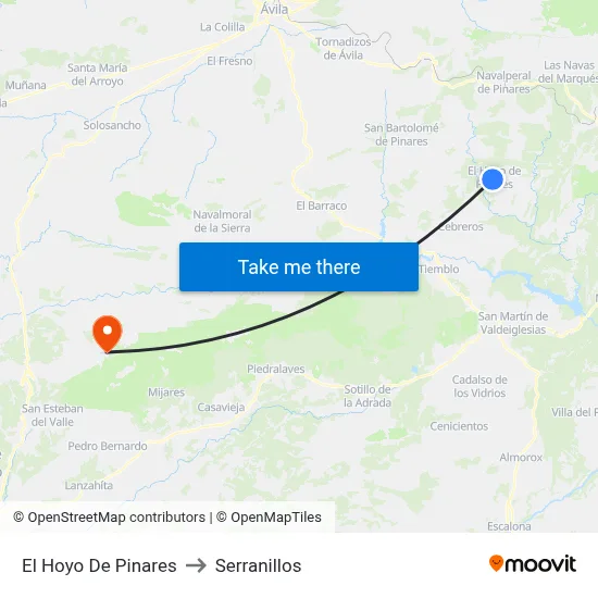 El Hoyo De Pinares to Serranillos map