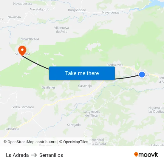 La Adrada to Serranillos map
