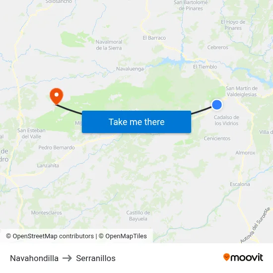 Navahondilla to Serranillos map