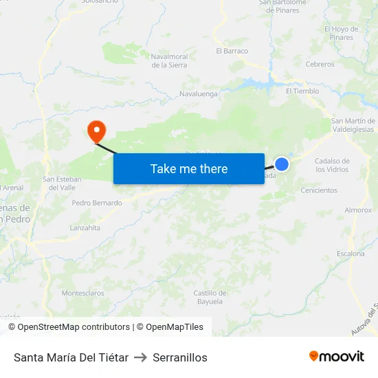 Santa María Del Tiétar to Serranillos map
