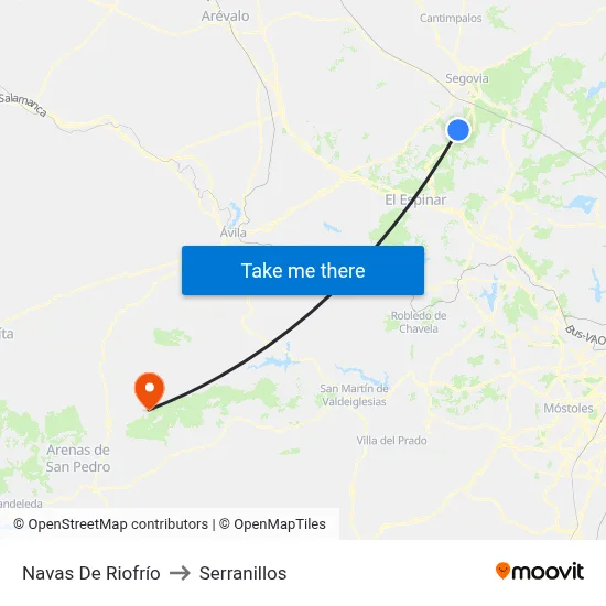 Navas De Riofrío to Serranillos map