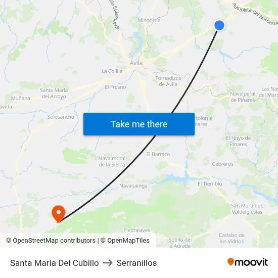 Santa María Del Cubillo to Serranillos map