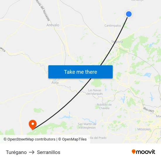 Turégano to Serranillos map