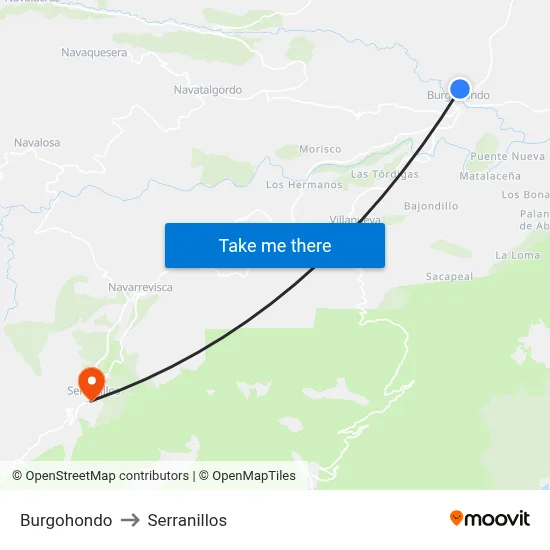 Burgohondo to Serranillos map