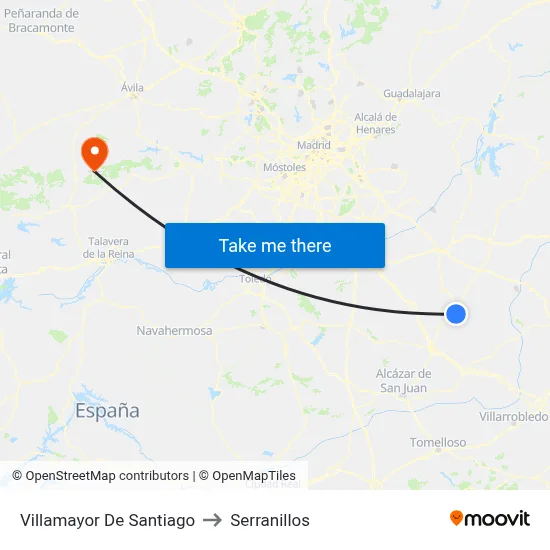 Villamayor De Santiago to Serranillos map